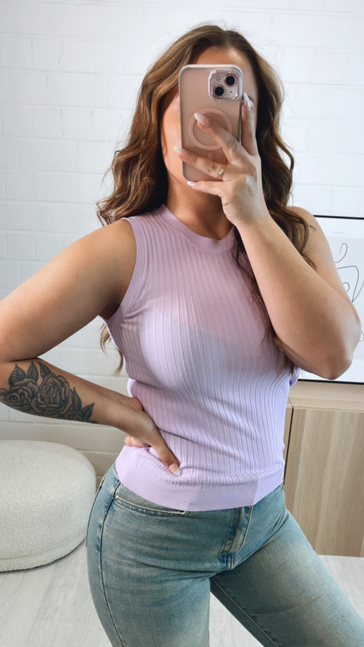 dünnes Ripp Top / soft flieder Art. 7266