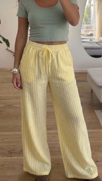 STREIFEN Lyocell lockere Hose / soft gelb - weiss Art. 15570