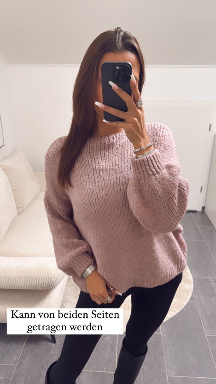 Wende Strick Cardigan zum schnüren / altrosa Art. 8233