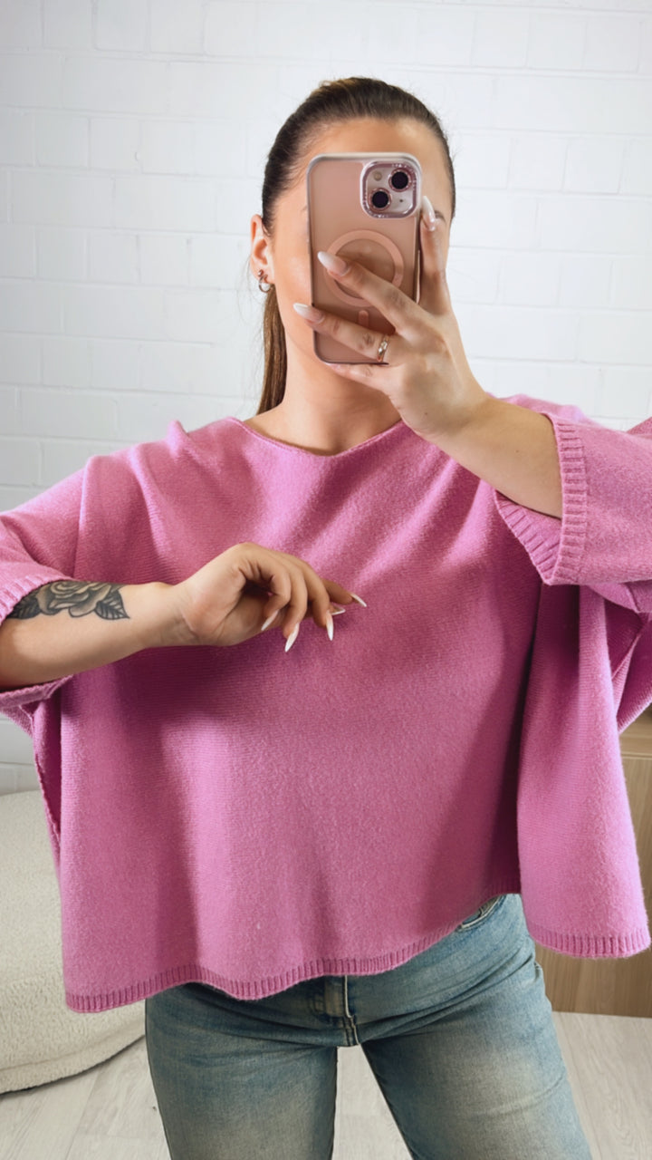 weiter, weicher Pullover, 3/4 - Ärmel / helle beere Art. 9801