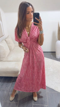 MAXI Kleid mit Knoteldetail / rosa - pink Art.15618