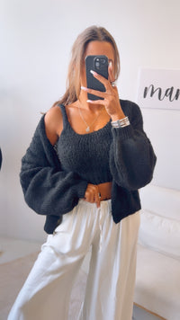 STRICK SET aus Top und Cardigan / Schwarz  Art. 12494