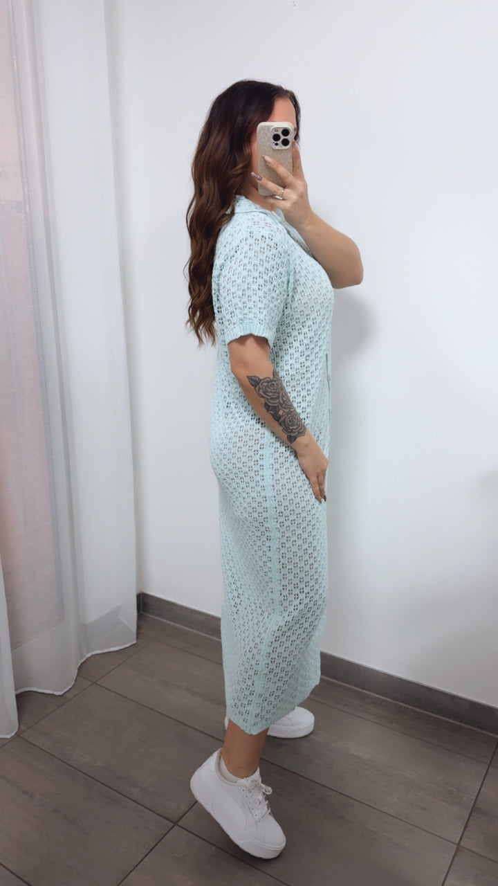 HOLIDAY (Maxi-) Kleid mit durchgehender Knopfleiste / light aqua Art. 14378