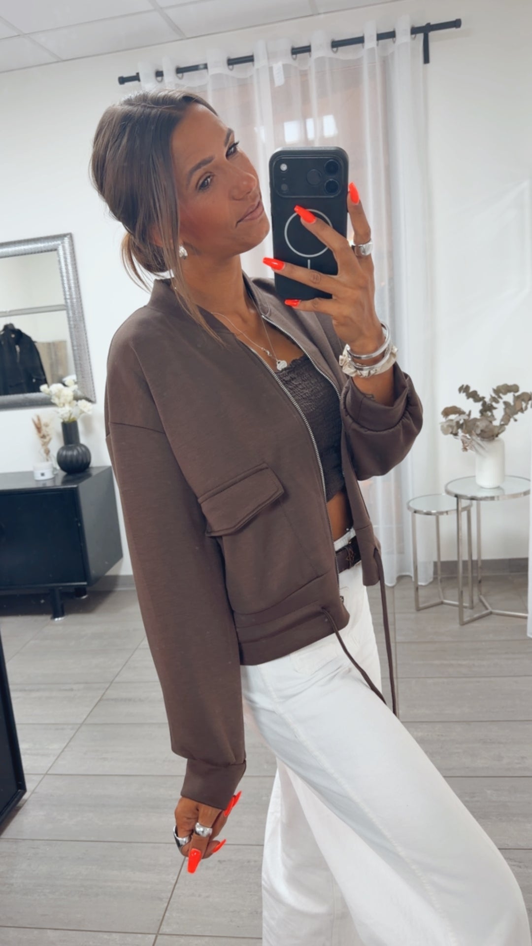 Casual Jacke mit Taschen / braun Art. 16163