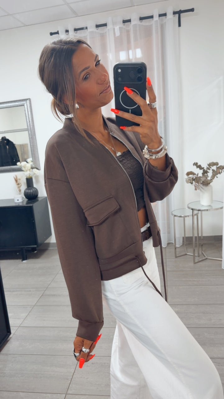 Casual Jacke mit Taschen / braun Art. 16163