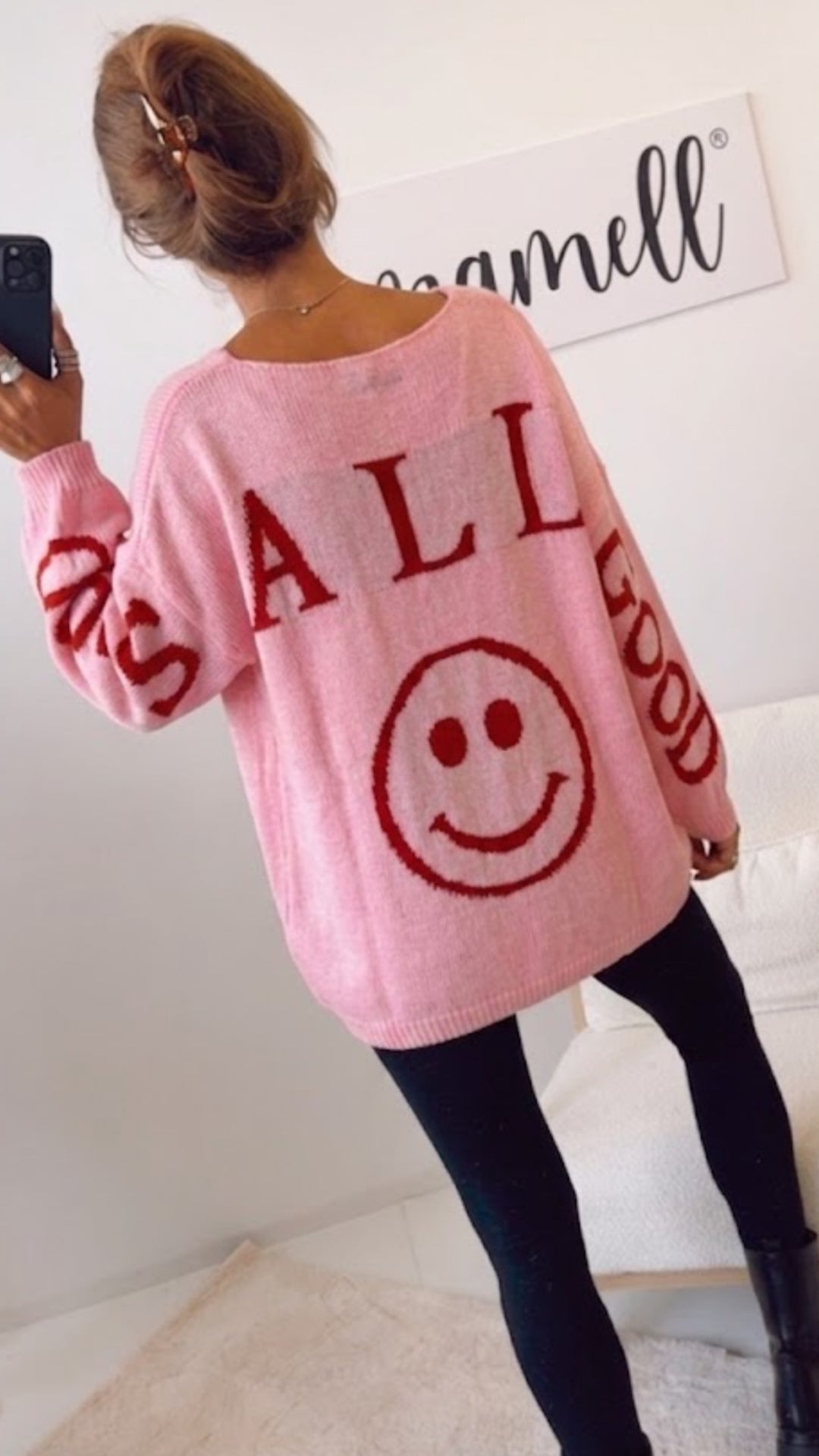SMILE Oversize Strick Pullover / rosa - rot Art.15607