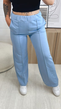 gradlinig geschnittene Stoff Hose, Ziernaht / soft denim blau Art. 9837