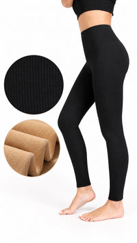 Leicht gefütterte high-waist Ripp Leggings "7867"/ schwarz Art.16682