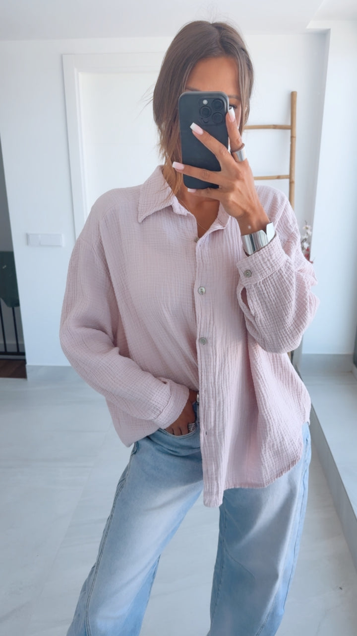 KURZE Oversize Musselin Bluse / zart rosa Art. 3184