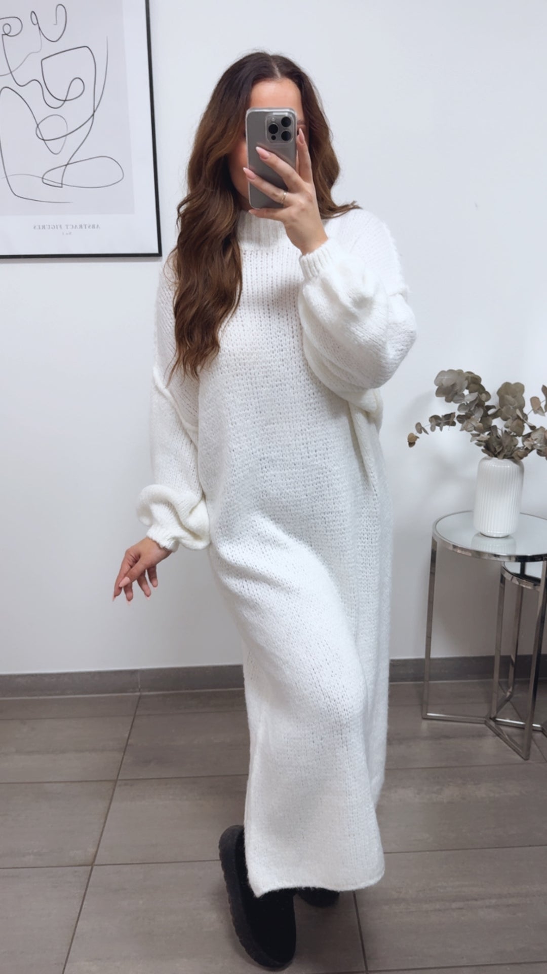 (Maxi-) Kuschel Kleid / weiss Art. 13170