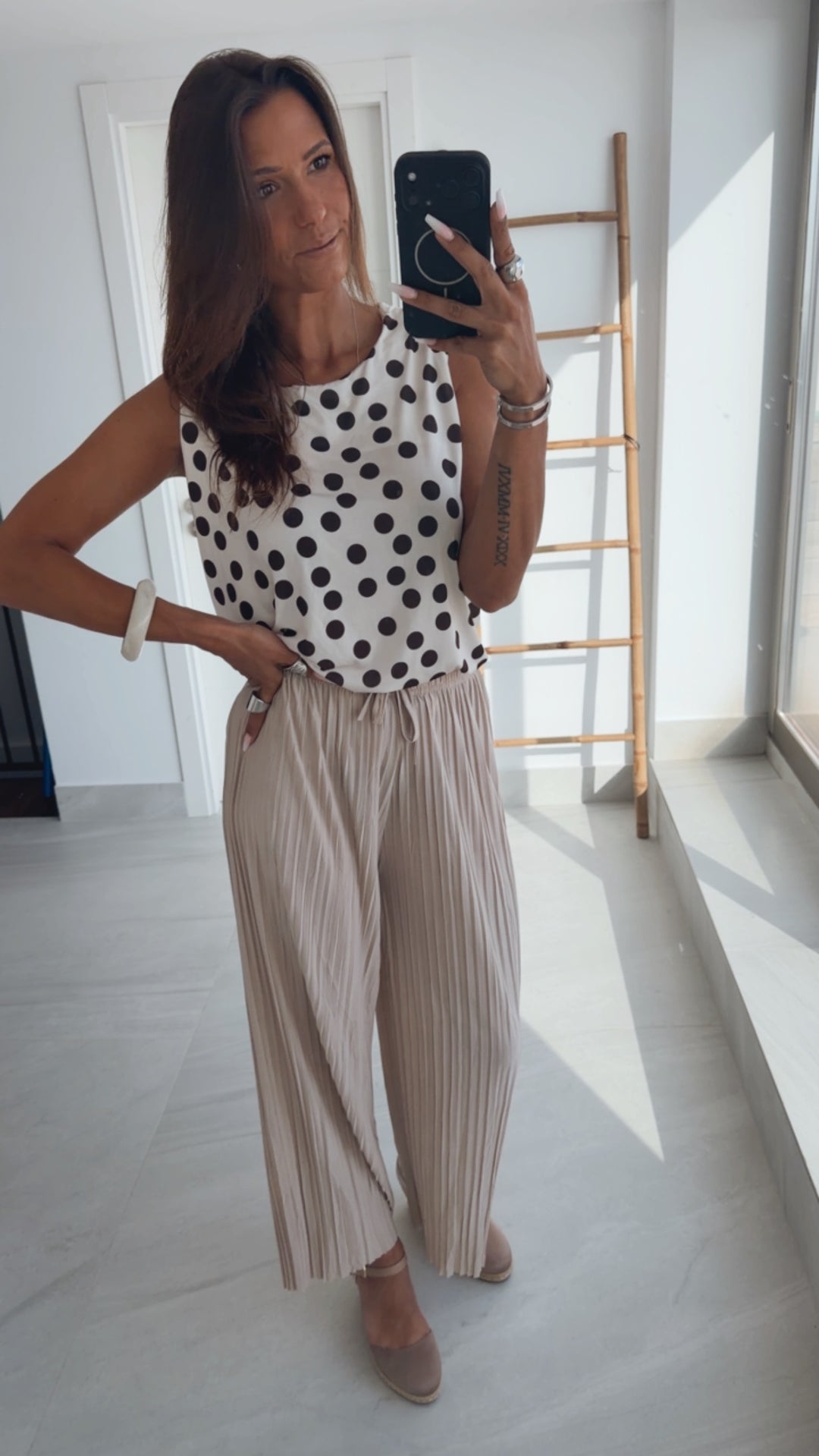 Plissierte Sommer Hose / beige Art. 15185