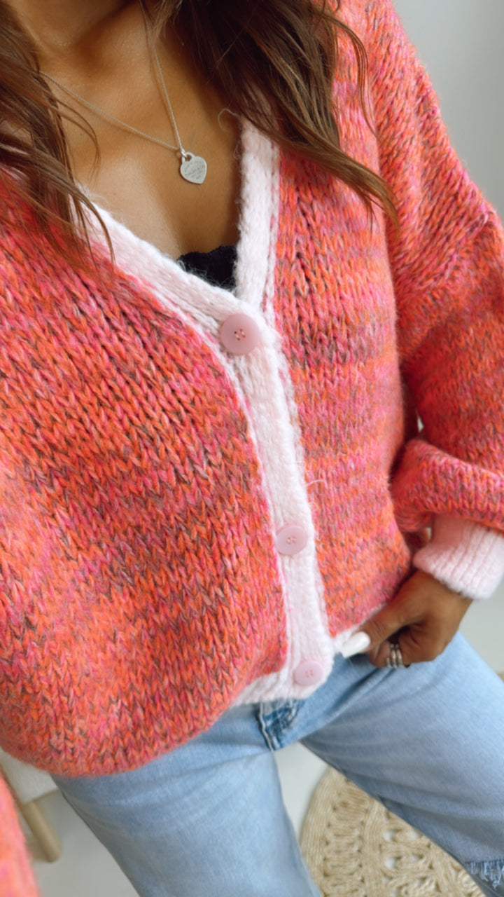Farbmix Cardigan / orange - grün - pink - rosa Art. 10822