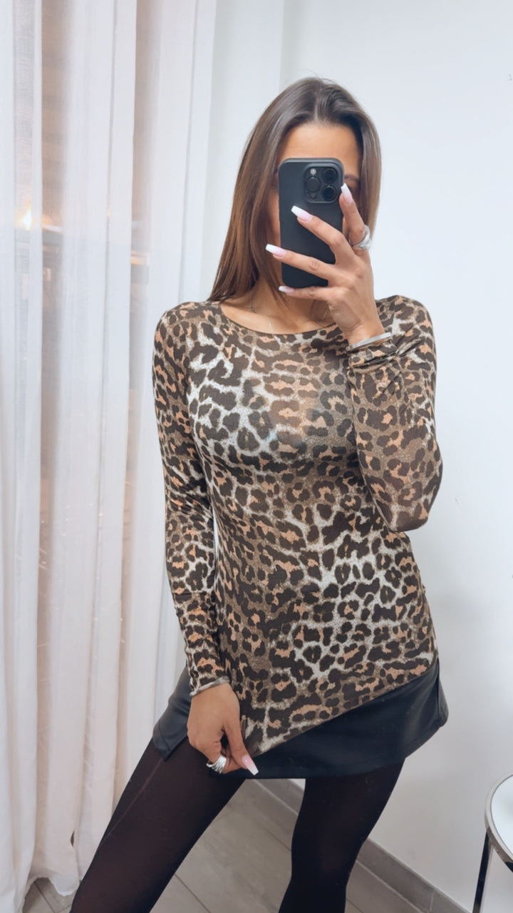 LEOMUSTER Transparentes Trend Oberteil / dunkel braun - aschiges braun - beige Art. 13909