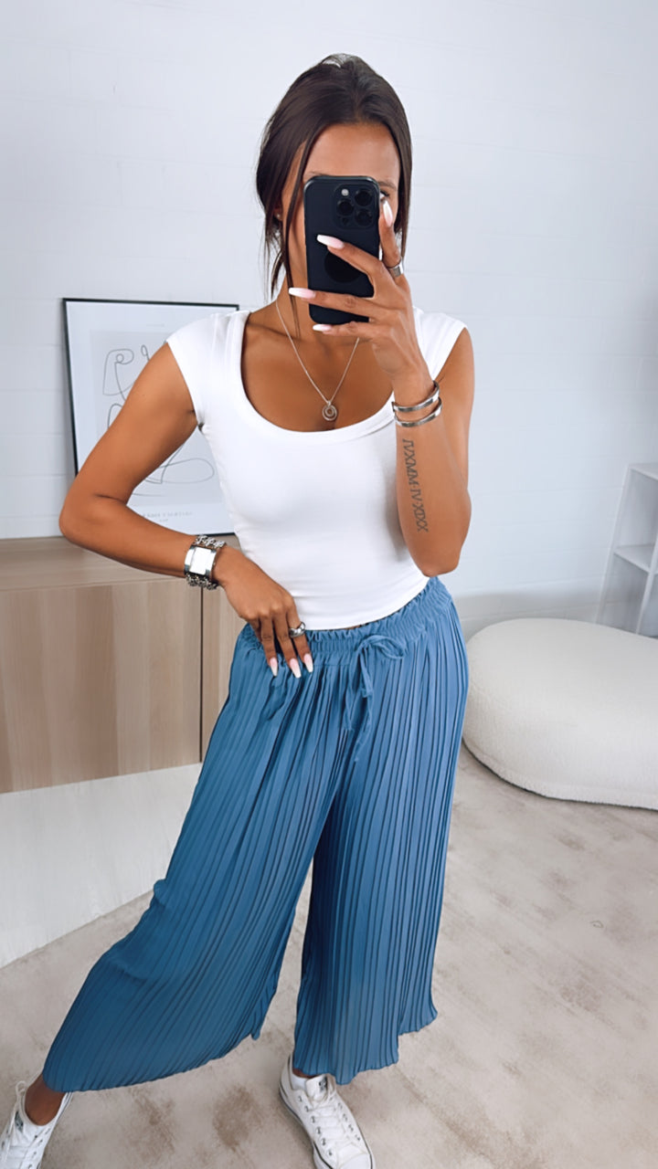 Plissee Hose / taubenblau Art. 1034