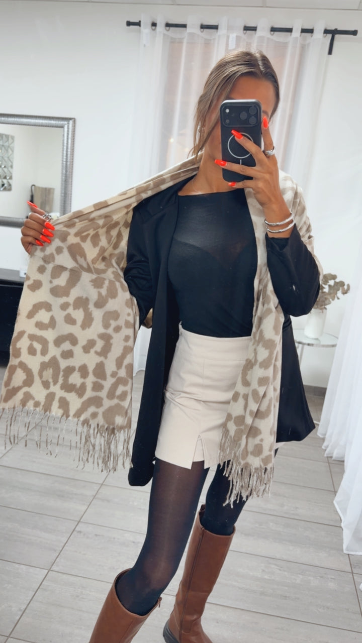 Leo Schal mit Fransen / hell beige - beige Art. 122305