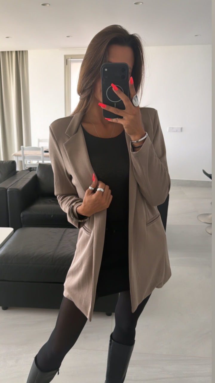 BUTTERSTOFF Long Blazer / taupe Art. 16138