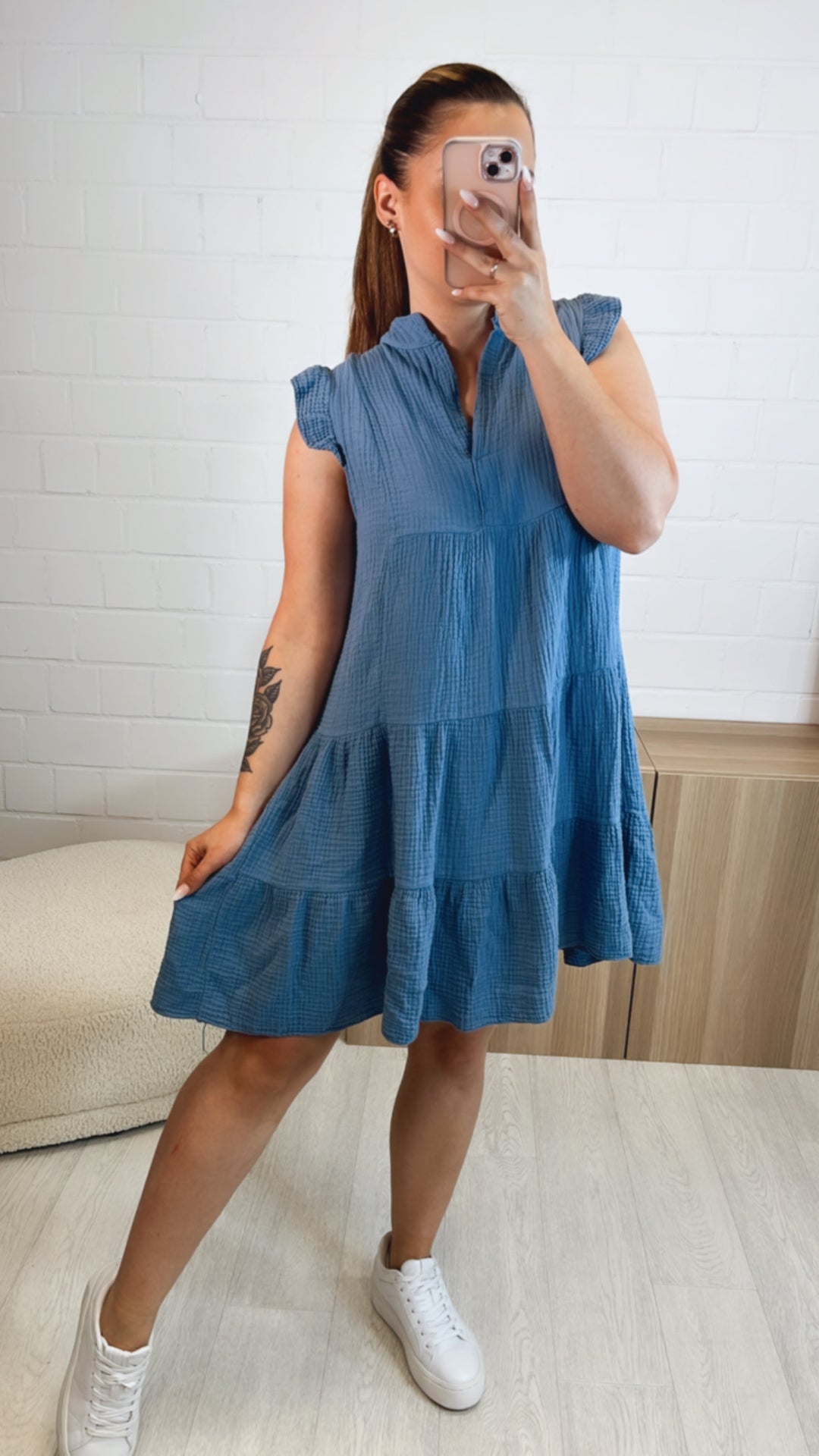 Musselin Hängerchen Kleid / denim blau Art. 9764
