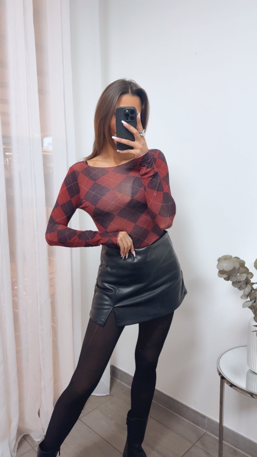 ARGYLE Transparentes Trend Oberteil / bordeaux rot - dunkel rot Art. 13902