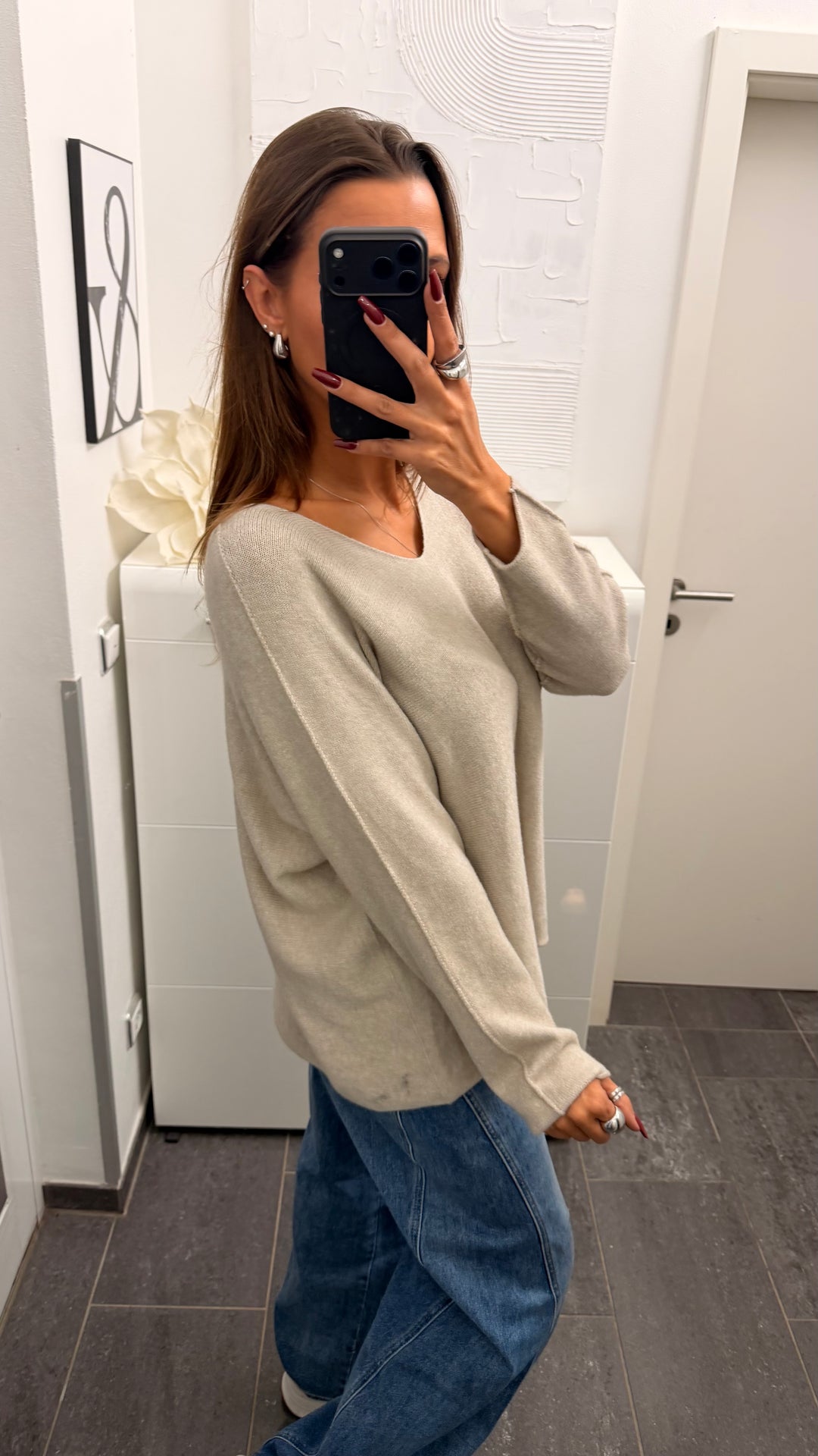 Leichter, super weicher Pullover - V-Ausschnitt / light schlamm Art. 6732