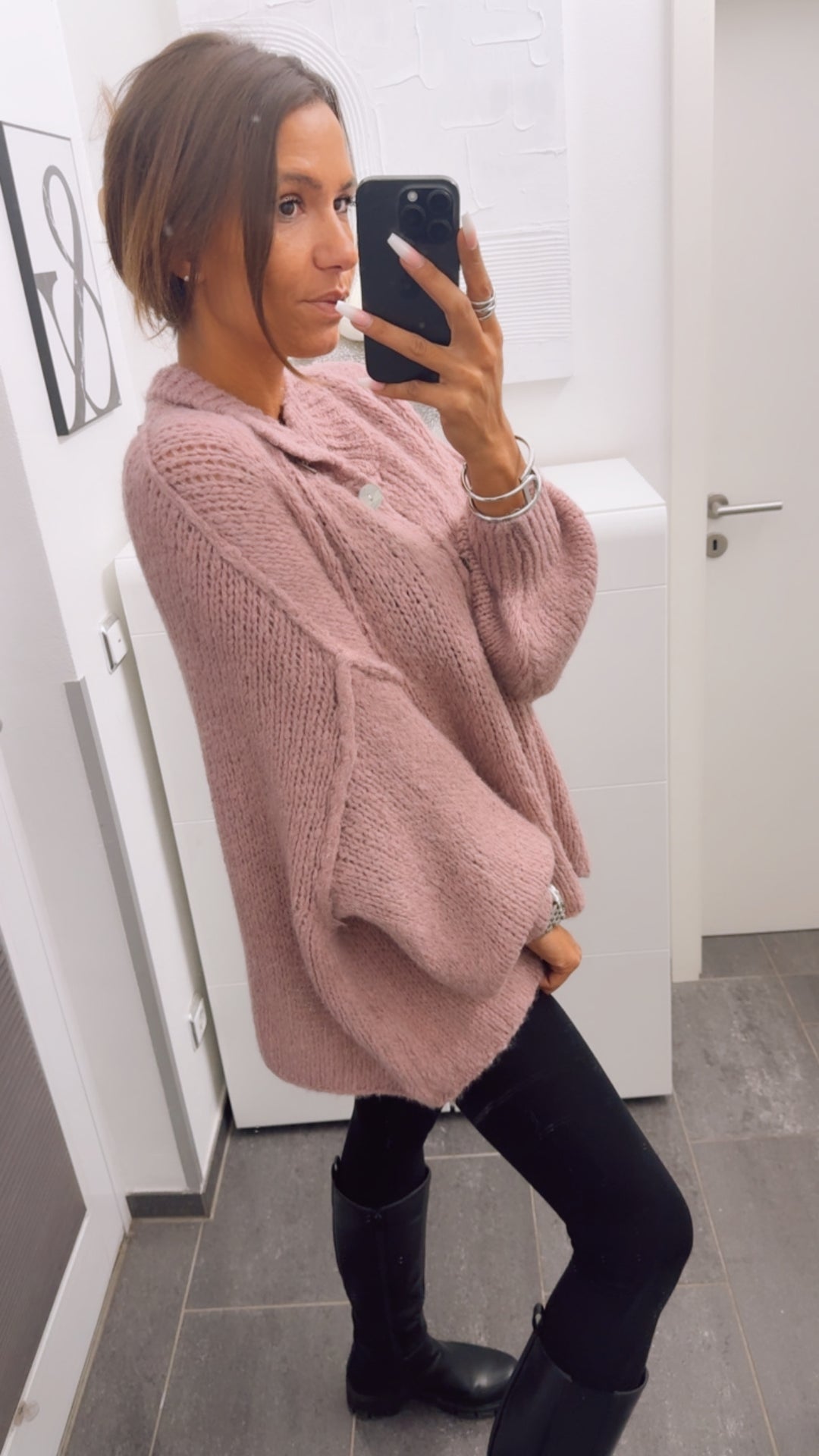 PERLMUTT KNÖPFE Kuschel Cardigan / beere Art. 12360