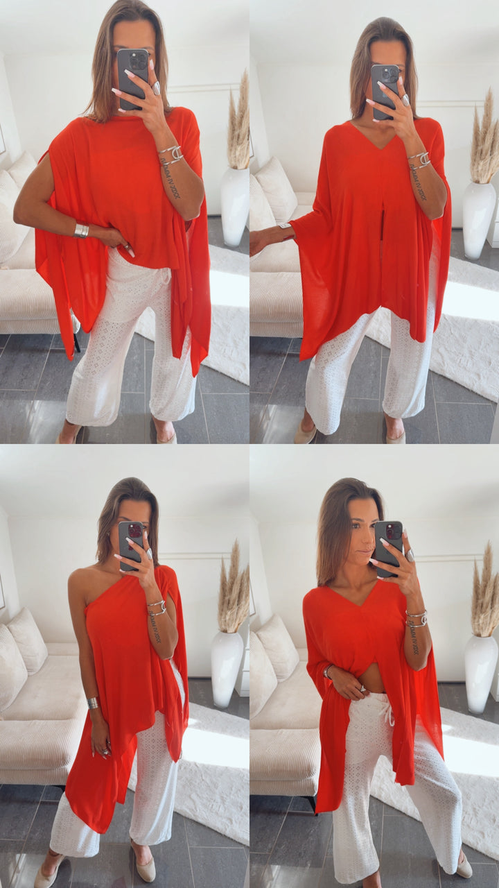 Multi Style Krepp Oberteil mit Bandeau Top / coral Art. 14770