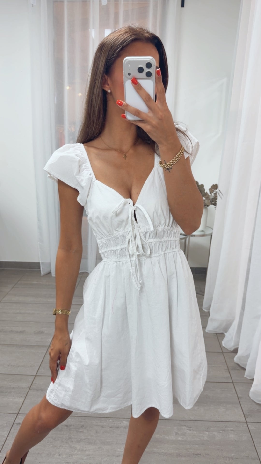 Off - shoulder Kleid " Summer Breeze " / weiss Art. 15513