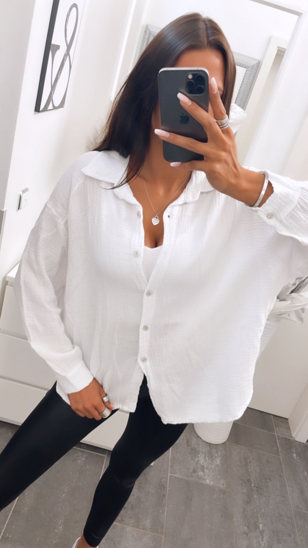 KURZE Oversize Musselin Bluse / weiss Art. 3140
