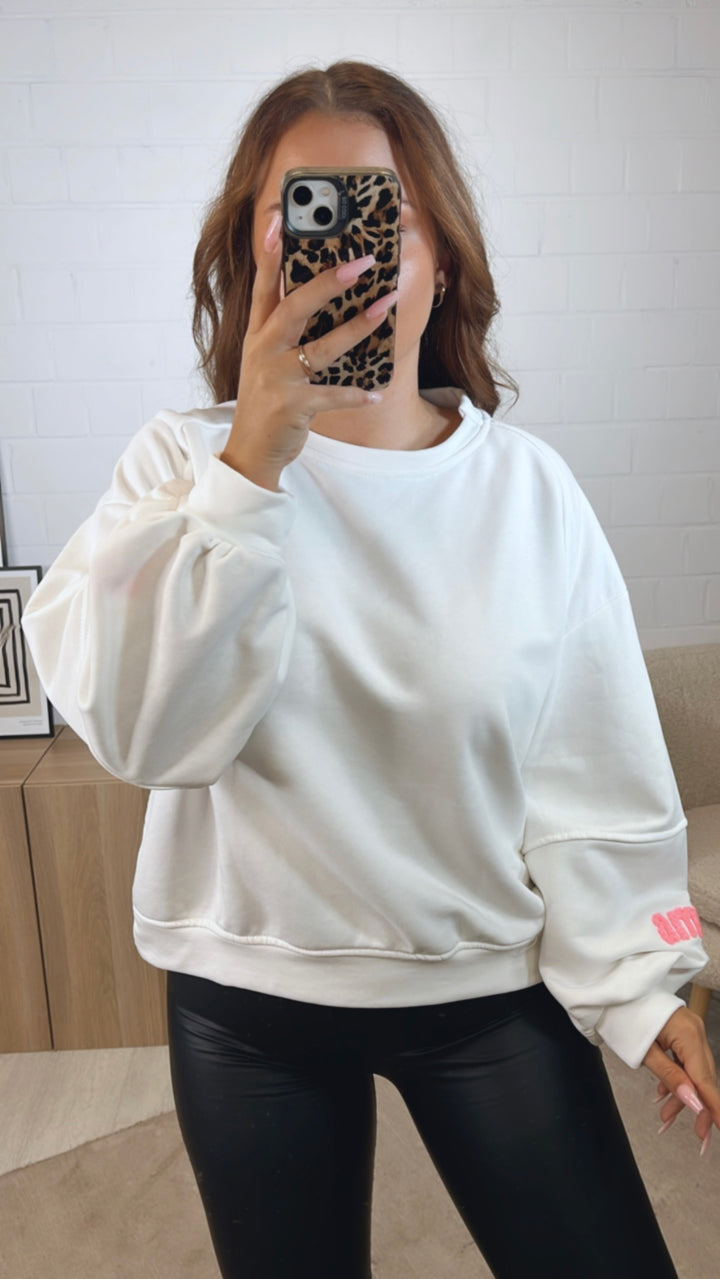 Sweater " much amour " / weiss Art. 12548