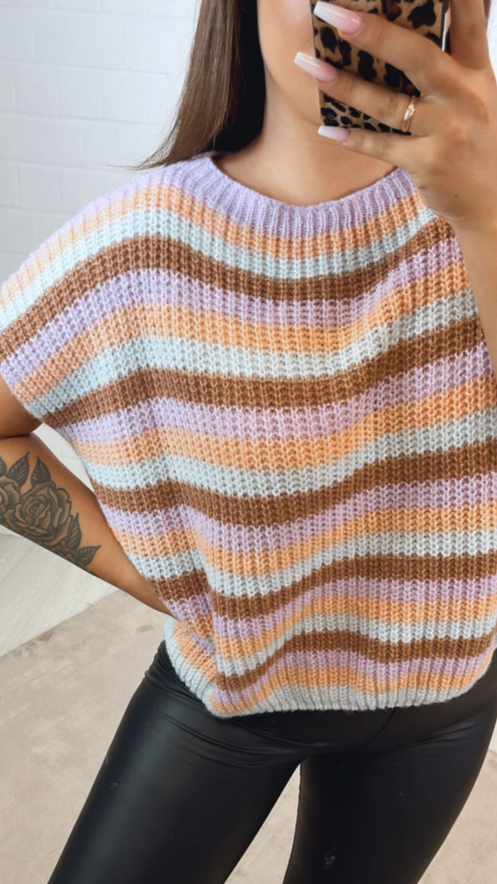 Strickpullunder im Farbmix / hellblau - camel - apricot - flieder Art.122353