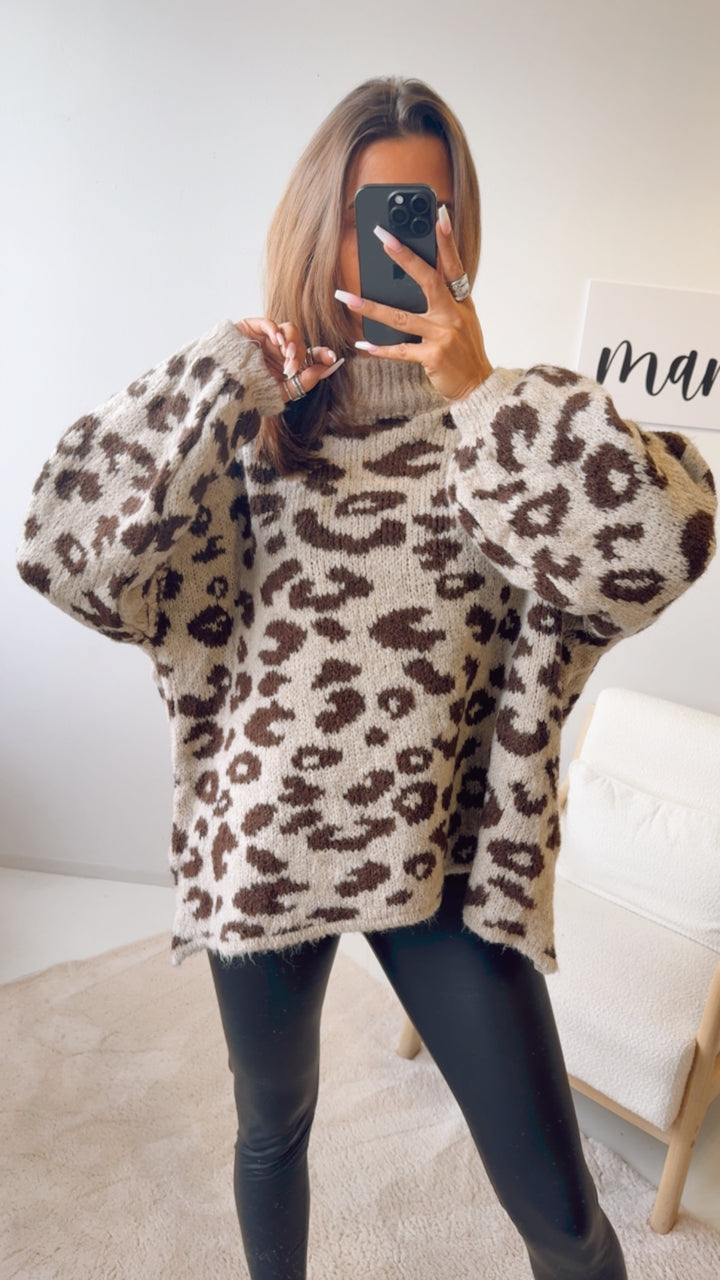 LEO Oversize Kuschel - Pullover / dunkel beige - braun Art. 12692
