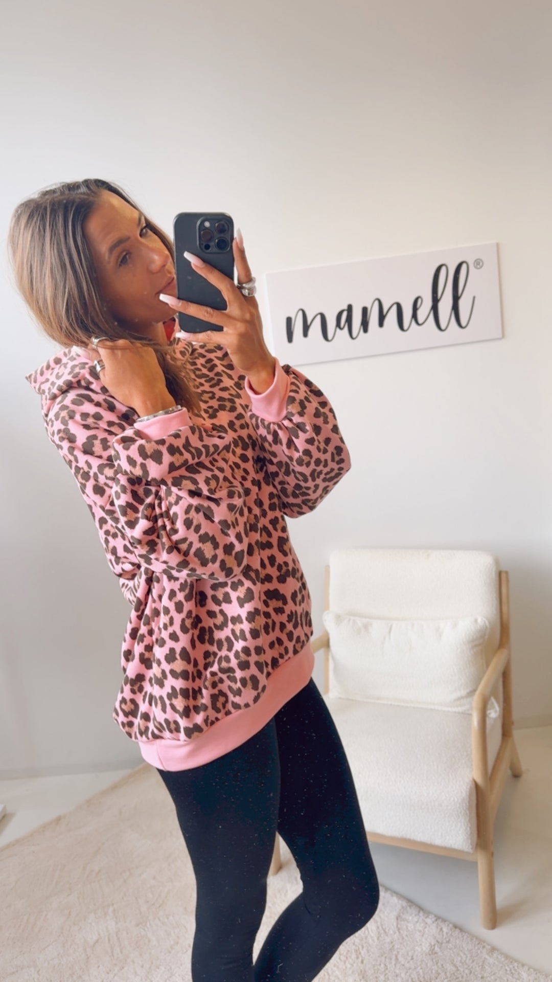 LEO Hoodie mit Kapuze / pink - camel - braun Art. 12467
