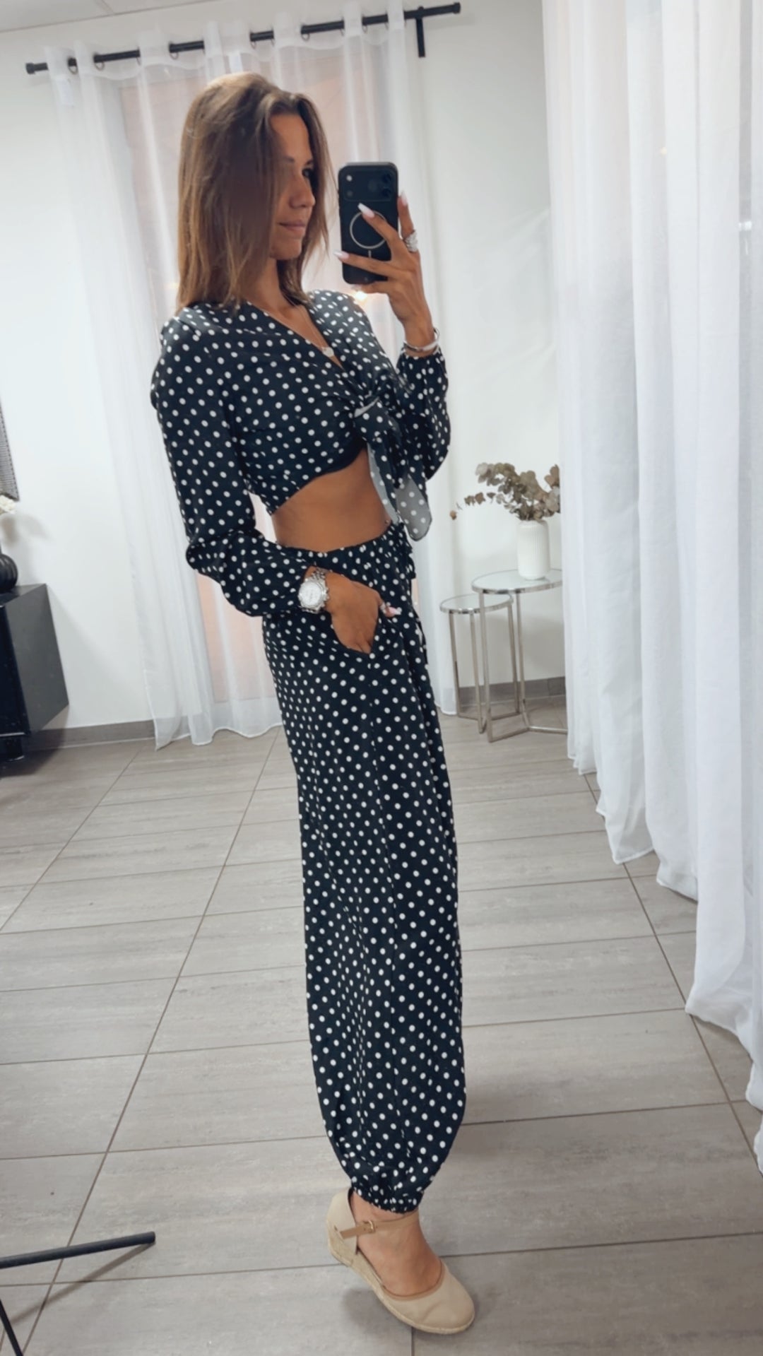 PUNKTE Set aus Hose und Bolero Oberteil / schwarz - weiss Art. 15335