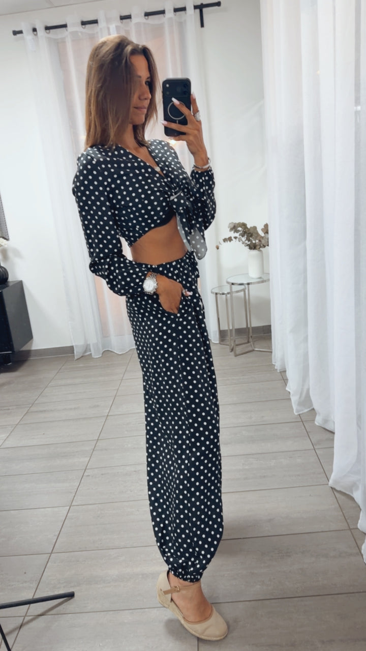 PUNKTE Set aus Hose und Bolero Oberteil / schwarz - weiss Art. 15335