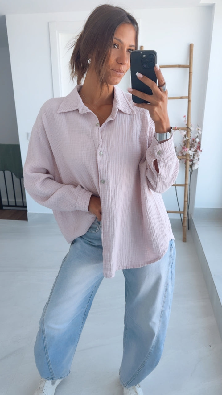 KURZE Oversize Musselin Bluse / zart rosa Art. 3184