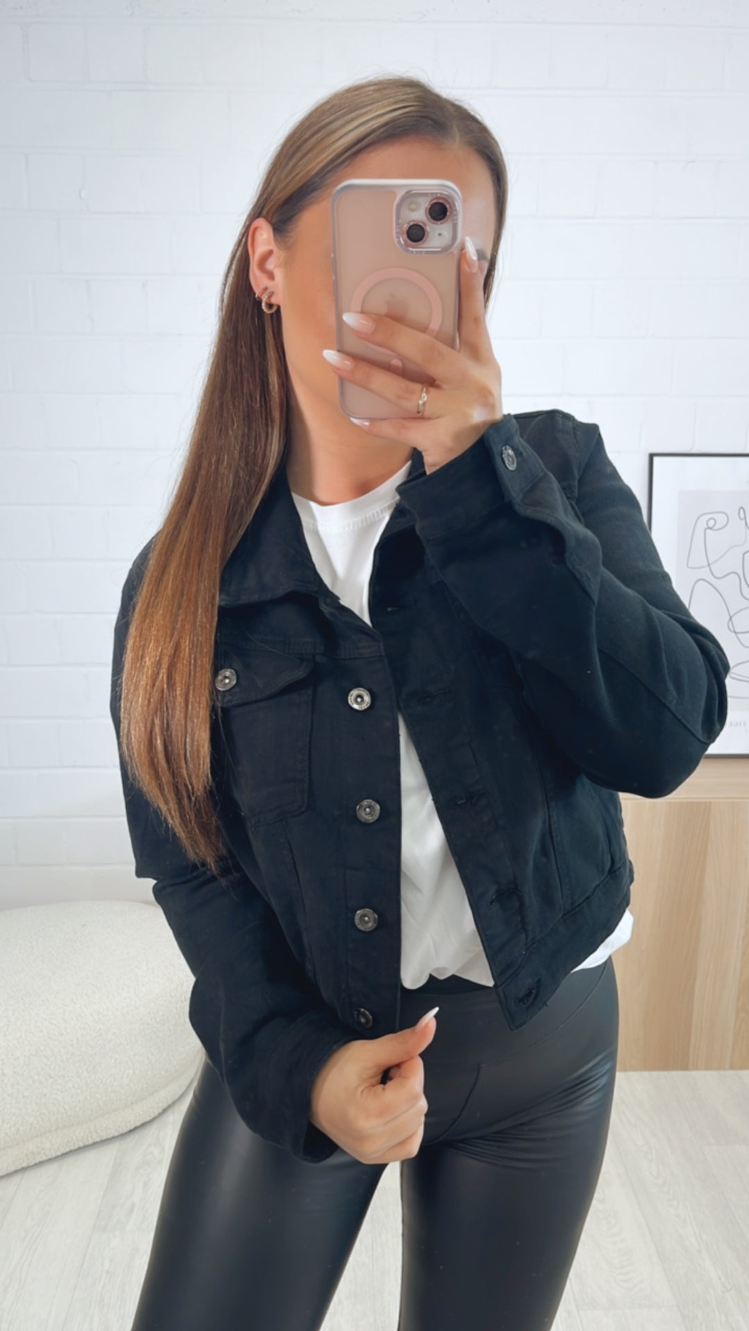 schlichte Denim Jacke / schwarz Art. 9362