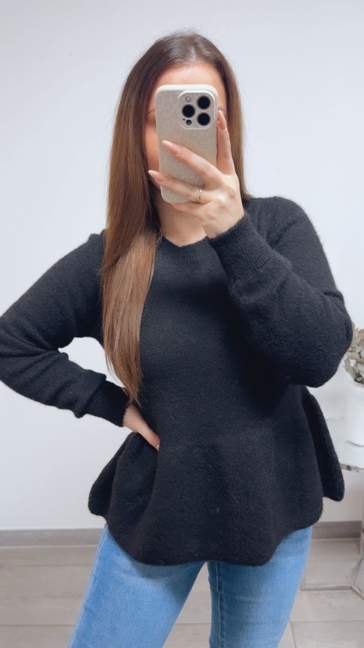 Pullover mit Schößchen / schwarz Art. 13805