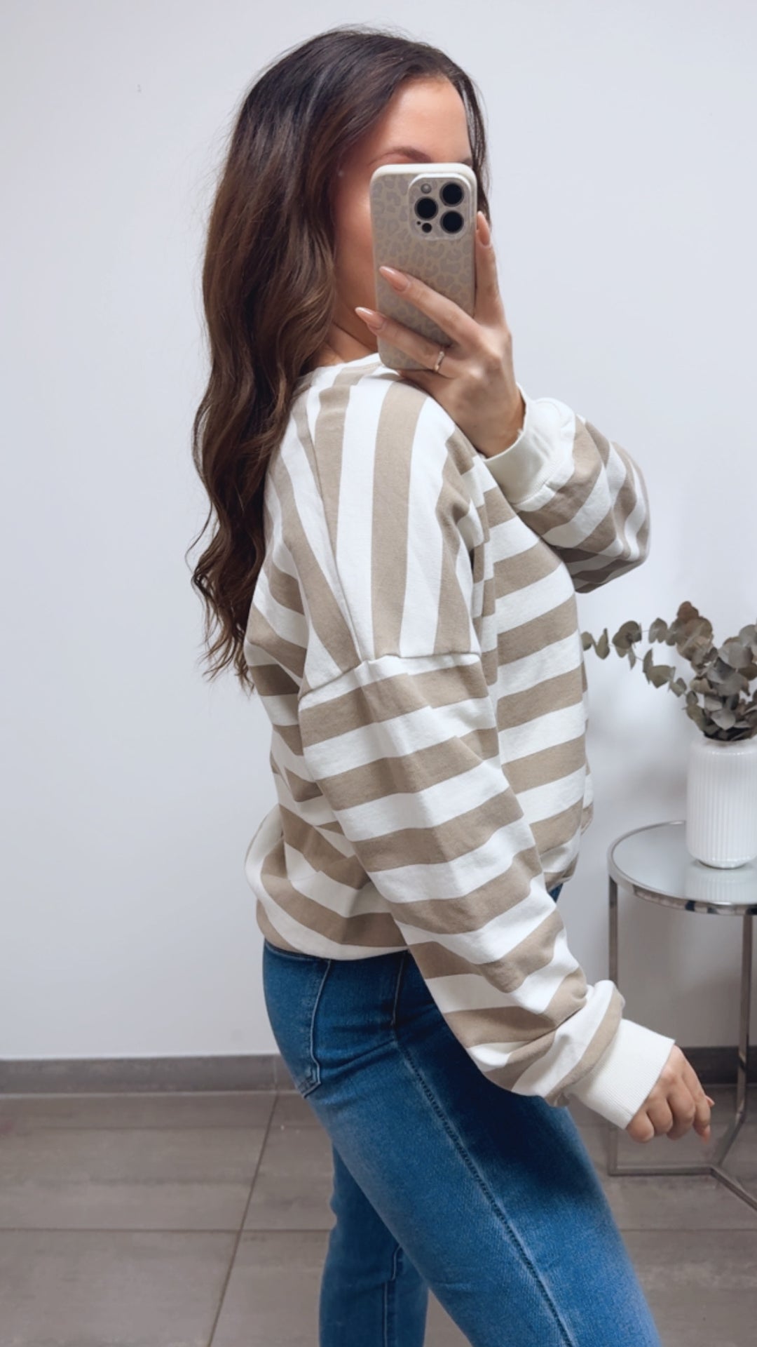 GESTREIFTER Sweater / creme - taupe Art. 13884