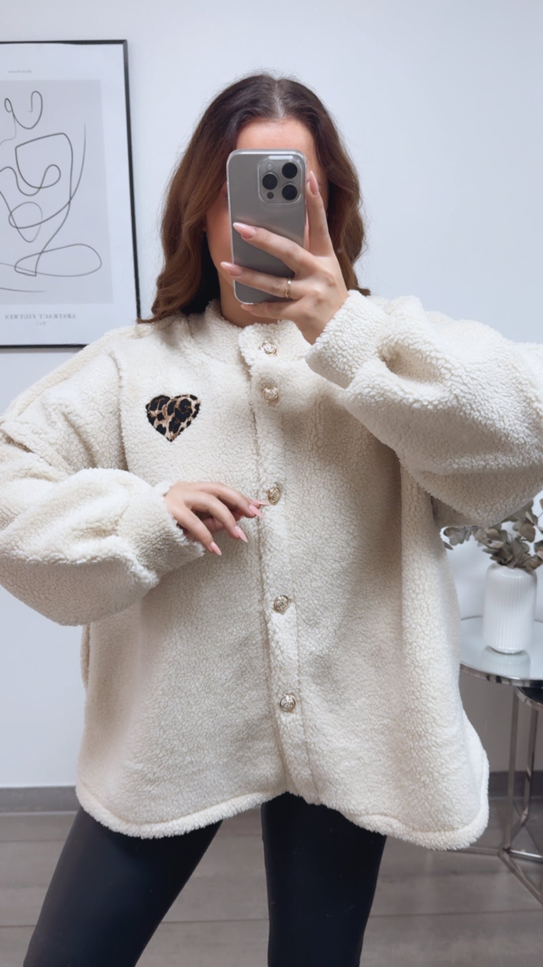 TEDDY Jacke mit gold - silbernen Knöpfen, Leo Herz / Creme Art. 13115