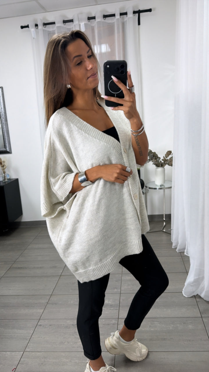 Ärmelloser Oversize Cardigan / beige Art.16361