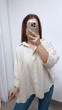 ultra weite Bluse mit kurzen Armen / beige Art. 14312