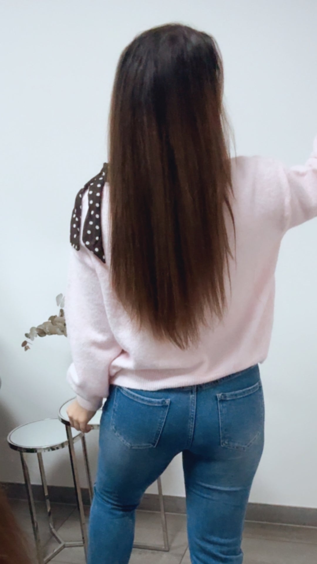 ONE SHOULDER Pullover, Punkte Schleife / soft rosa Art. 13819