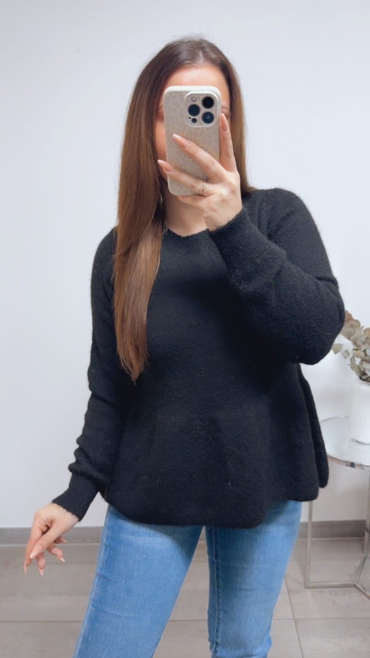 Pullover mit Schößchen / schwarz Art. 13805