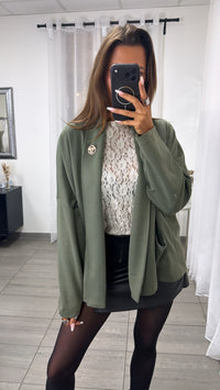 Weit geschnitten Blazer mit aufgesetzten Taschen / khaki Art.16302