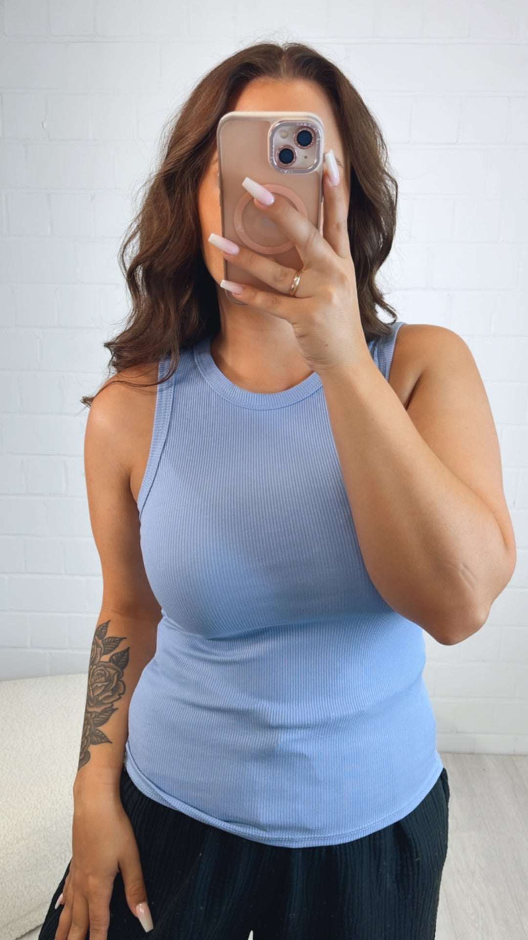 geripptes Tank Top / hell blau Art. 10495