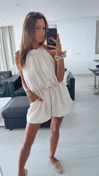 Jumpsuit “Boho Breeze” – Lochmuster / creme beige Art.16006