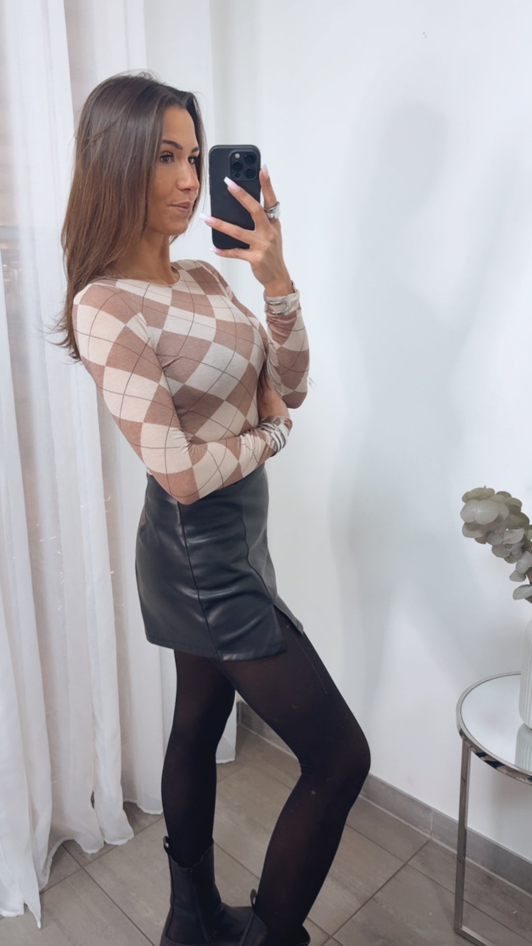 ARGYLE Transparentes Trend Oberteil / beige - hell braun Art. 13908