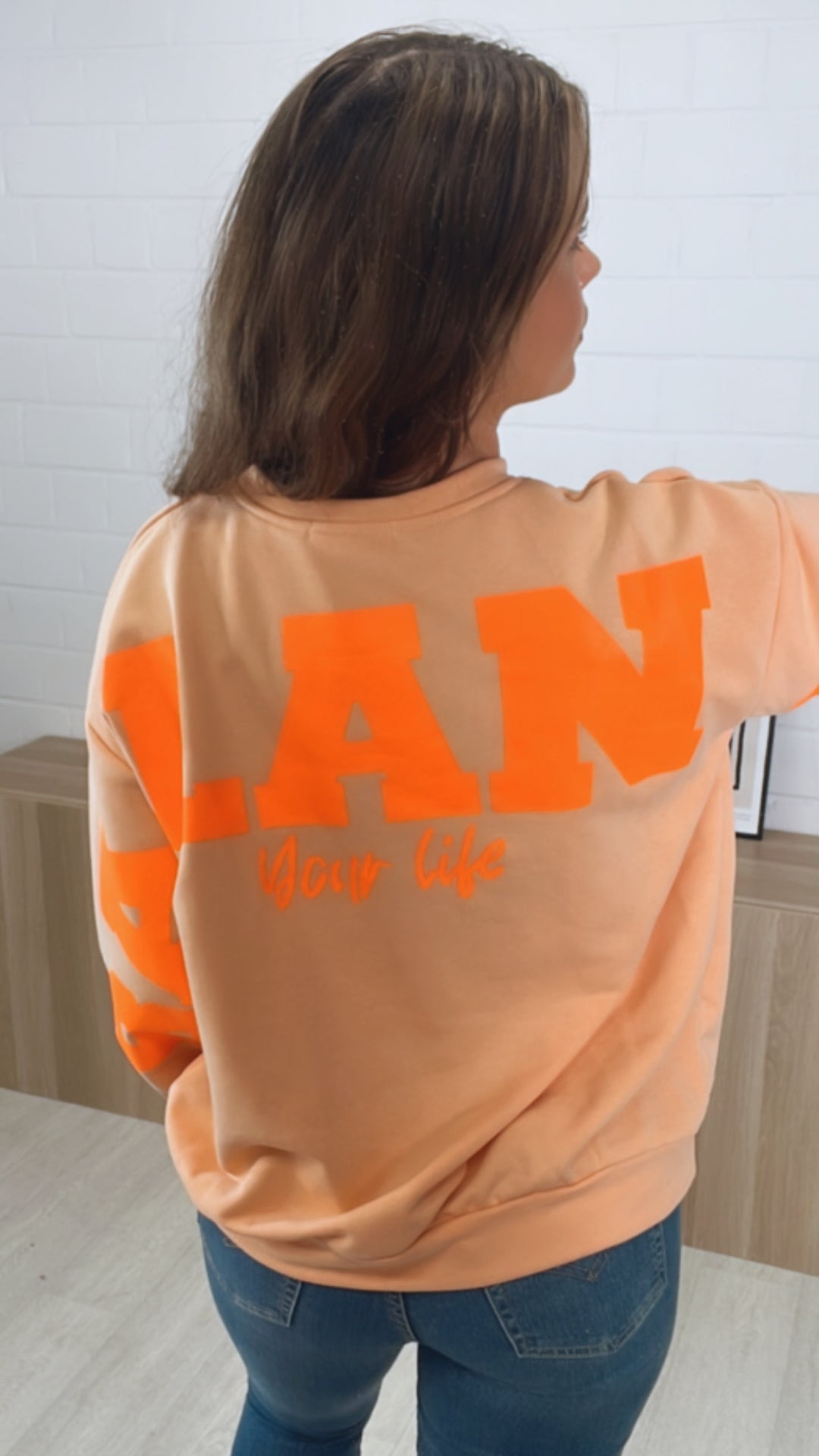Pullover " Balance " / peach - neon orange Art. 9546