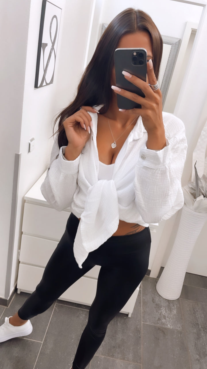KURZE Oversize Musselin Bluse / weiss Art. 3140