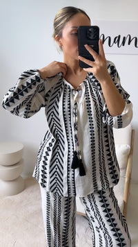 Bluse mit Muster, Bömmel / weiss - schwarz Art. 10941