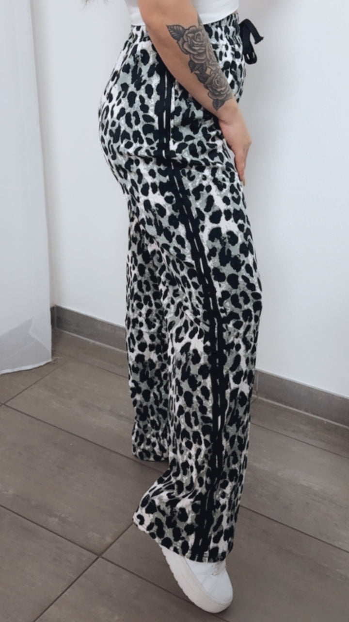 LEO softe Hose mit Streifen / grau - schwarz - weiss Art. 14439